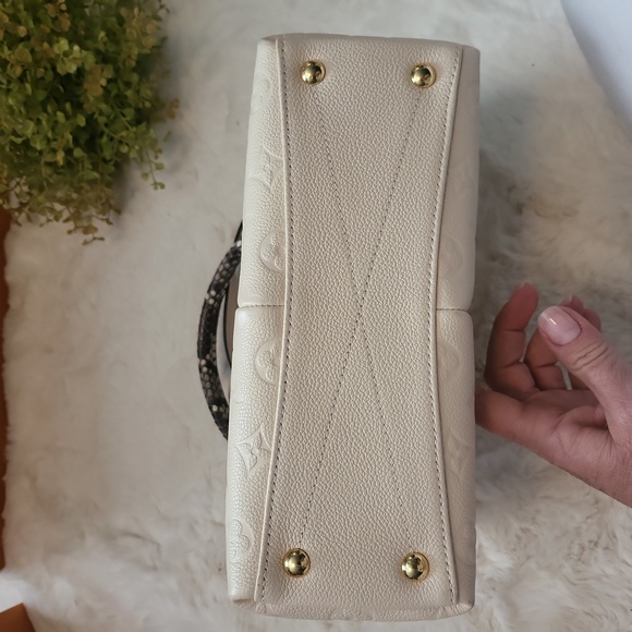 LOUIS VUITTON Creme Empreinte Monogram Leather Python V BB Tote Bag - RARE - Picture 12 of 14